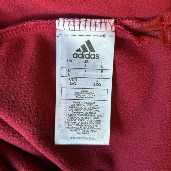 Adidas Stadium 1/4 Snap Sleeve Knit Pullover Midweight Red White Mens Size L - Picture 9 of 9